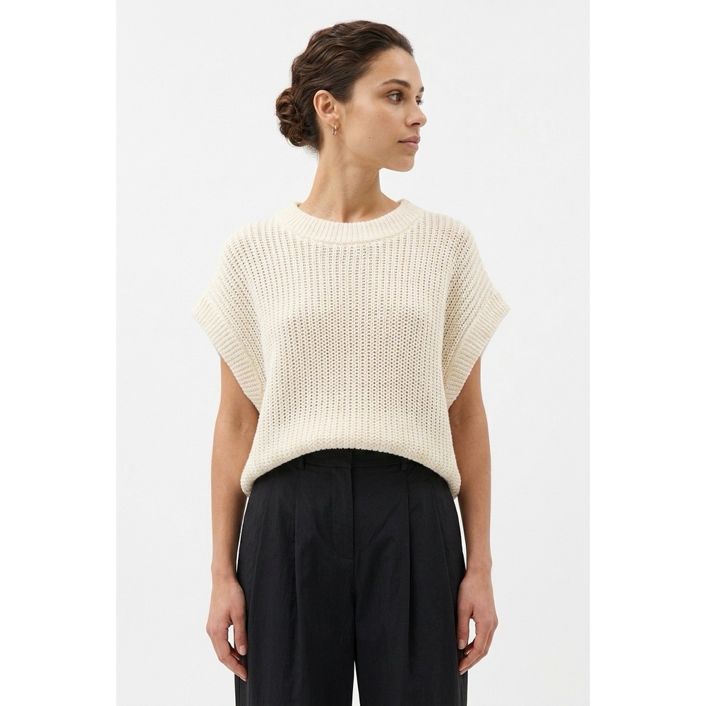 Apiece Apart Oliva Dolman-Sleeve Knit Linen Vest Womens XS/S Cream Boxy Luxury